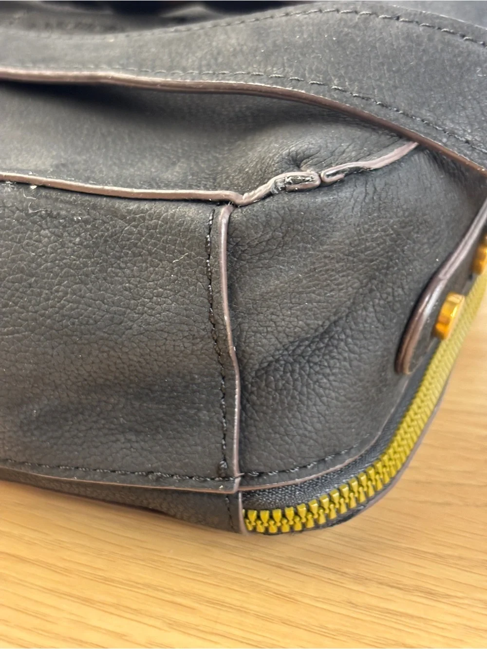 American Leather Co. Nashville Black Leather Double Zip Crossbody.